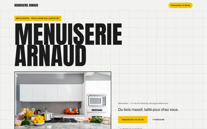 Maquette d'exemple : menuiserie Menuiserie Arnaud